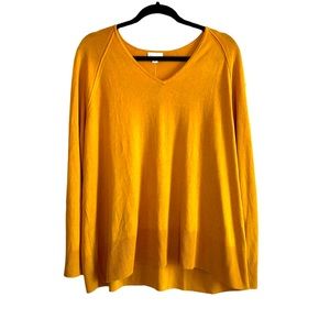 Honey colored XL lightweight fall sweater made of silk and cotton.